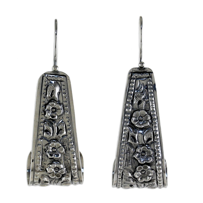 Sterling silver drop earrings, 'Hanging Jasmine' - 925 Sterling Silver Floral Drop Earrings from Thailand
