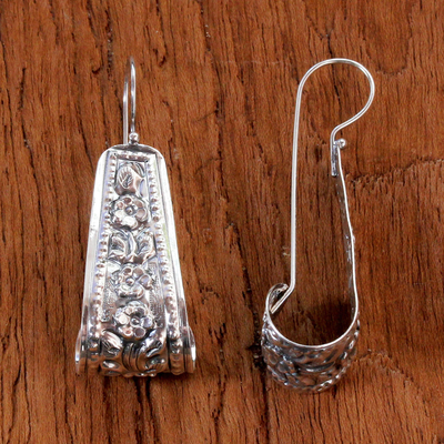 Tropfenohrringe aus Sterlingsilber - blumen-Ohrringe aus 925er-Sterlingsilber aus Thailand