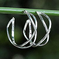 Featured review for Sterling silver half-hoop earrings, Dancing Shine