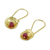 Gold plated ruby dangle earrings, 'Cerise Harvest Moon' - Artisan-made 24k Gold Plated Ruby Dangle Earrings Thailand (image 2d) thumbail