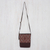 Leather accent cotton shoulder bag, 'Northern Thai Charm' - Thai Handwoven Cotton Shoulder Bag with Leather Accents (image 2b) thumbail
