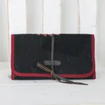 Cotton jewelry roll, 'Happy Travels' - Thai Cotton Jewelry Roll Travel Case with 3 Pockets