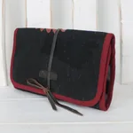 Cotton jewelry roll, 'Happy Travels' - Thai Cotton Jewelry Roll Travel Case with 3 Pockets