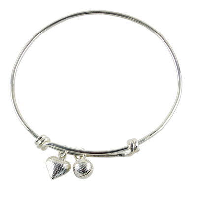 Sterling Silver Heart Shaped Charm Bracelet from Thailand