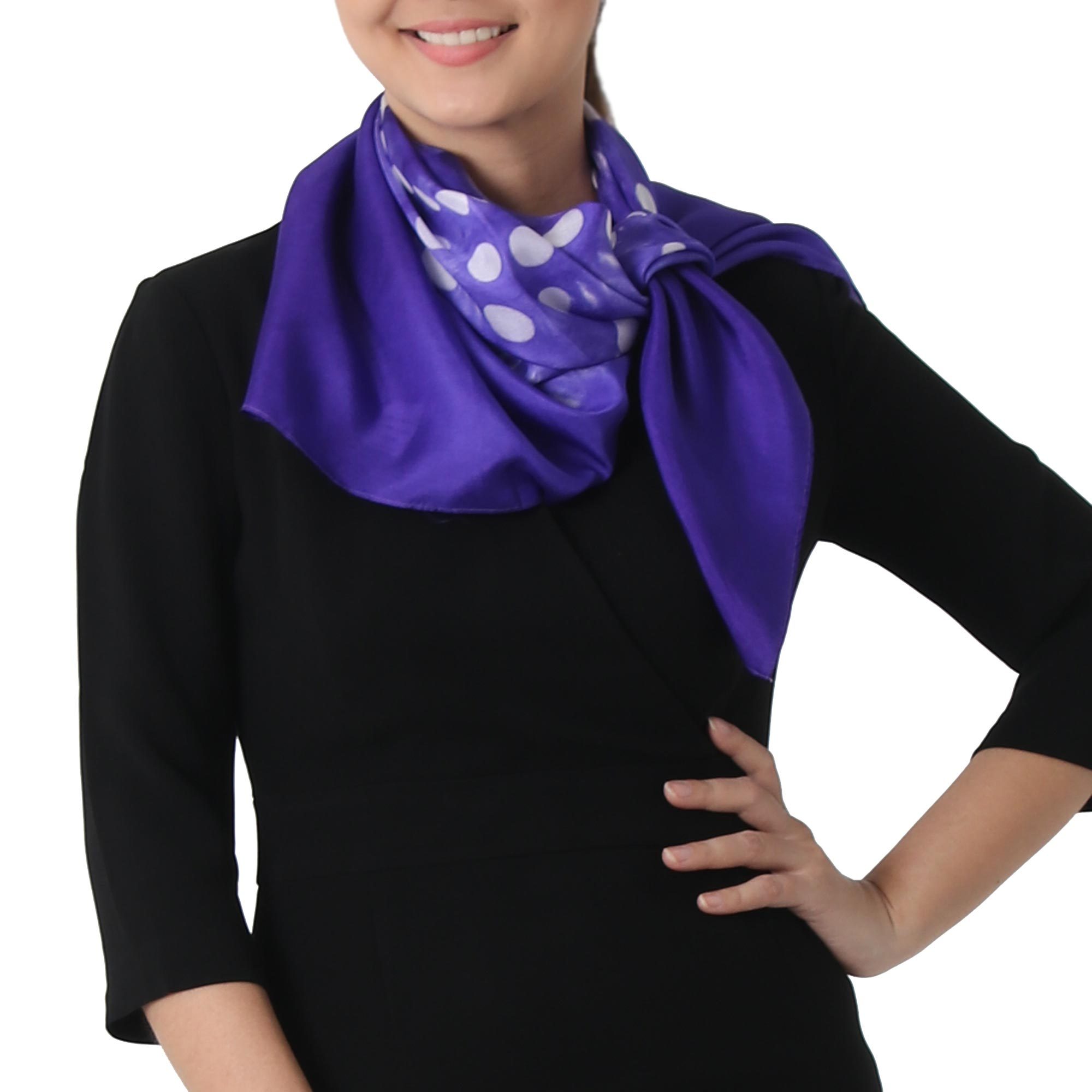 Handmade Dyed Purple PolkaDotted Silk Scarf from Thailand Enchanted