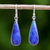 Lapis lazuli dangle earrings, 'Morning Raindrops' - Lapiz Lazuli & Sterling Silver Dangle Earrings from Thailand