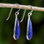 Lapis lazuli dangle earrings, 'Morning Raindrops' - Lapiz Lazuli & Sterling Silver Dangle Earrings from Thailand (image 2b) thumbail