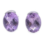 Amethyst stud earrings, 'Precious Plum' - Amethyst and Sterling Silver Stud Earrings from Thailand