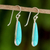 Sterling silver dangle earrings, 'Sky Blue Rain' - Sterling Silver and Reconstituted Turquoise Dangle Earrings (image 2b) thumbail