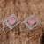 Pendientes botón de cuarzo rosa rodiados - Pendientes de botón de cuarzo rosa chapados en rodio de Tailandia