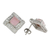 Rhodium plated rose quartz button earrings, 'Pink Squares' - Rhodium Plated Rose Quartz Button Earrings from Thailand (image 2d) thumbail