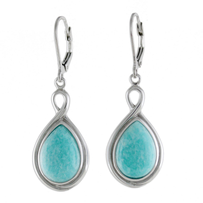 Rhodium plated amazonite dangle earrings, 'Glamorous Sky' - Rhodium Plated Amazonite and Sterling Silver Dangle Earrings