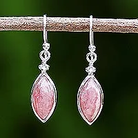 Featured review for Rhodium plated rhodochrosite dangle earrings, Knowing Eyes