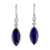 Rhodium plated lapis lazuli dangle earrings, 'Knowing Eyes' - Rhodium Plated Lapis Lazuli Dangle Earrings from Thailand
