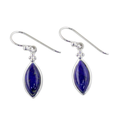Rhodium Plated Lapis Lazuli Dangle Earrings from Thailand - Knowing ...