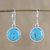 Sterling silver dangle earrings, 'Pointed Petals' - Sterling Silver and Reconstituted Turquoise Dangle Earrings thumbail