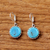 Sterling silver dangle earrings, 'Pointed Petals' - Sterling Silver and Reconstituted Turquoise Dangle Earrings (image 2b) thumbail