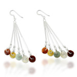 Jade and quartz waterfall earrings, 'Earthy Blend' - Multicolored Quartz and Jade Waterfall Earrings