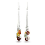 Jade and quartz waterfall earrings, 'Earthy Blend' - Multicolored Quartz and Jade Waterfall Earrings