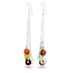 Jade and quartz waterfall earrings, 'Earthy Blend' - Multicolored Quartz and Jade Waterfall Earrings