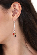 Jade and quartz waterfall earrings, 'Earthy Blend' - Multicolored Quartz and Jade Waterfall Earrings