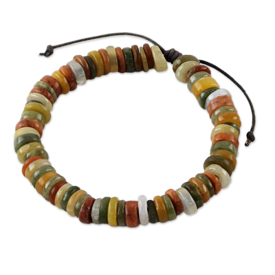 Jade and quartz beaded bracelet, 'Seasonal Effects' - Beaded Jade and Quartz Bracelet on Cotton Cords