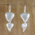 Sterling silver dangle earrings, 'Flowering Love' - Floral Heart-Shaped Sterling Silver Earrings from Thailand (image 2) thumbail