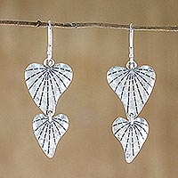 Sterling silver dangle earrings, 'Road to My Heart' - Sterling Silver Heart Dangle Earrings from Thailand