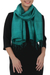 Silk shawl, 'Comforting Turquoise' - Handwoven Fringed Silk Shawl in Emerald from Thailand (image 2c) thumbail