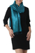 Silk shawl, 'Comforting Teal' - Handwoven Fringed Silk Shawl in Teal from Thailand (image 2c) thumbail