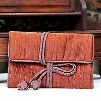 Silk blend jewelry roll, Enchanted Journey in Russet