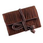Silk blend jewelry roll, 'Enchanted Journey in Russet' - Hand Woven Silk and Rayon Blend Thai Jewelry Roll in Russet