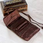 Silk blend jewelry roll, 'Enchanted Journey in Russet' - Hand Woven Silk and Rayon Blend Thai Jewelry Roll in Russet