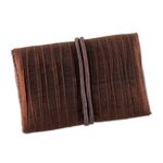 Silk blend jewelry roll, 'Enchanted Journey in Russet' - Hand Woven Silk and Rayon Blend Thai Jewelry Roll in Russet