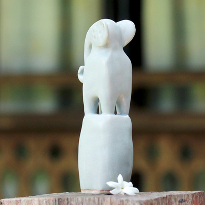 Keramikskulptur - Elefantenskulptur aus Keramik in Weiß aus Thailand