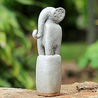 Crackled Posing Elephant
