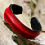 Leather cuff bracelet, 'Simply Red' - Hand Crafted Unisex Red Leather Cuff Bracelet from Thailand (image 2) thumbail