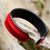 Leather cuff bracelet, 'Simply Red' - Hand Crafted Unisex Red Leather Cuff Bracelet from Thailand (image 2b) thumbail