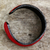 Leather cuff bracelet, 'Simply Red' - Hand Crafted Unisex Red Leather Cuff Bracelet from Thailand (image 2c) thumbail