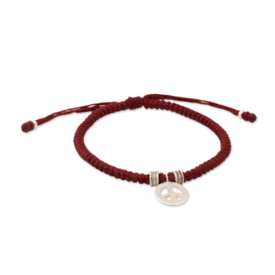 Karen Silver Peace Wristband Bracelet in Red from Thailand