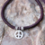 Macrame silver charm bracelet, 'Peaceful Charm in Maroon' - Karen Silver Peace Bracelet in Maroon from Thailand