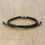 Silver wristband bracelet, 'Peaceful Charm in Black'` - Karen Silver Peace Wristband Bracelet in Black from Thailand