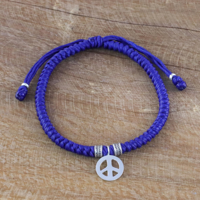 Silbernes Armband - Karen Silber Peace-Armband in Blau aus Thailand