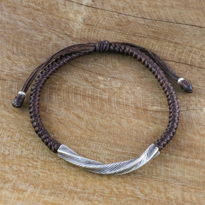 Silver wristband bracelet, Karen Twist in Brown