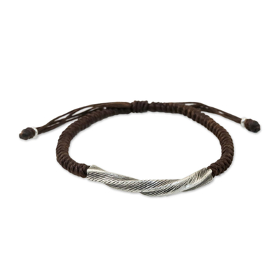 Karen Silver Wristband Bracelet in Brown from Thailand