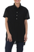 Bluse mit Spitzenpasse - Schwarze Polyester-Bluse mit floralem Spitzenausschnitt aus Thailand