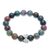 Agate beaded stretch bracelet, 'Intersection' - Beaded Agate and Karen Silver Bracelet from Thailand