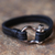 Leather wristband bracelet, 'Sleek Movement in Black' - Leather Wristband Bracelet in Black from Thailand