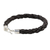 Men's leather bracelet, 'Sophisticated Braid' - Men's Thai Brown Leather Braided Bracelet with Silver Clasp (image 2e) thumbail