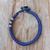 Silver wristband bracelet, 'Rosy Karen in Blue' - Karen Silver Rose Wristband Bracelet in Blue from Thailand